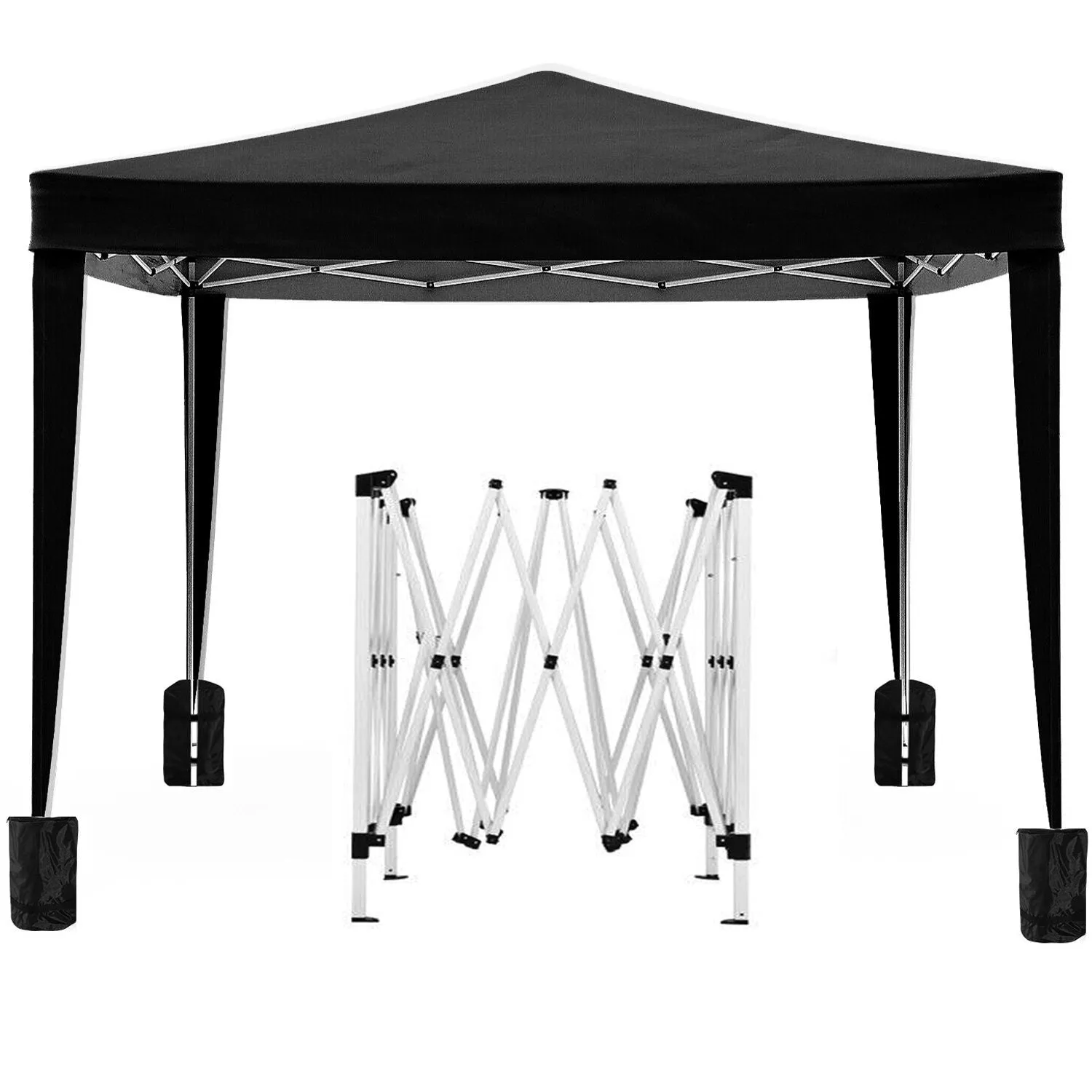 10'X10' Folding Canopy With 4 Removable Sidewalls Outdoor Event Shelter UPF 50  Gazebo Portable Tents For Parties Beach Camping Wedding Ez Pop Up Canopy 4 Pieces Weight Bag   Carry Bag