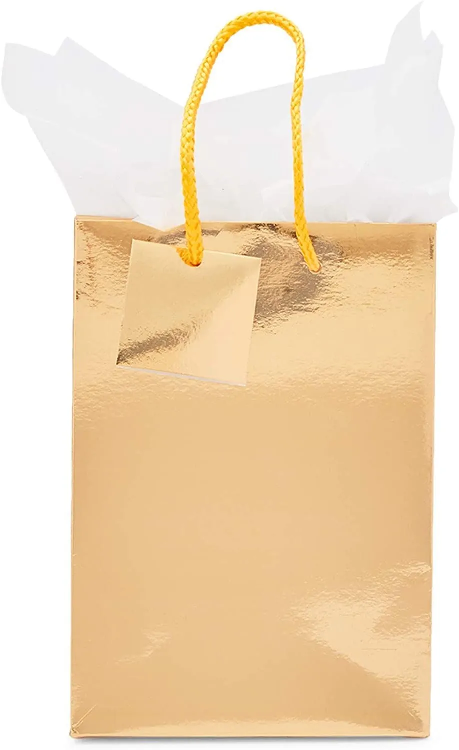 20 Pack Small Gold Party Favor Paper Gift Bags Bulk with Handles and Tissue Paper for Birthday