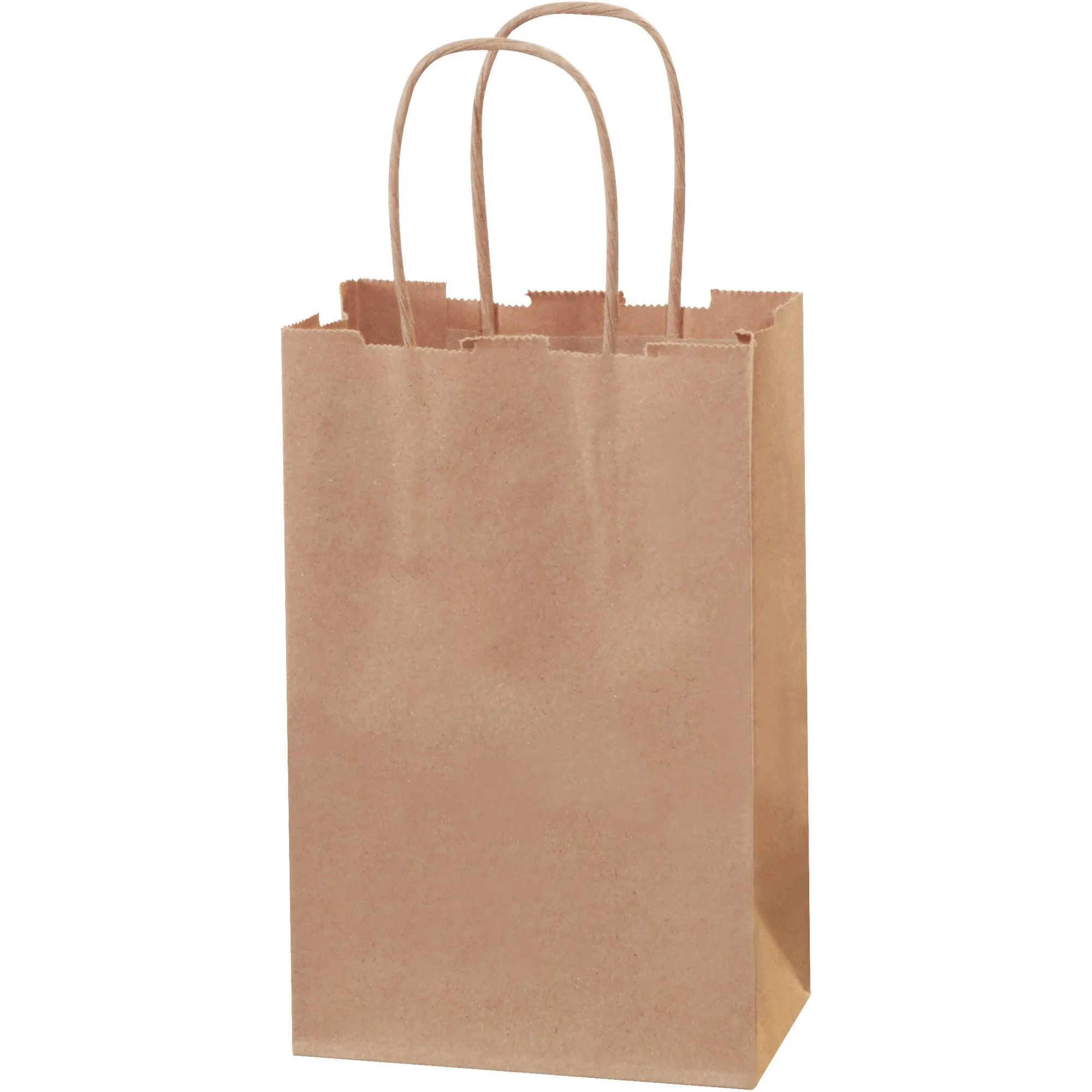 5 1/2 x 3 1/4 x 8 3/8" Kraft Paper Shopping Bags