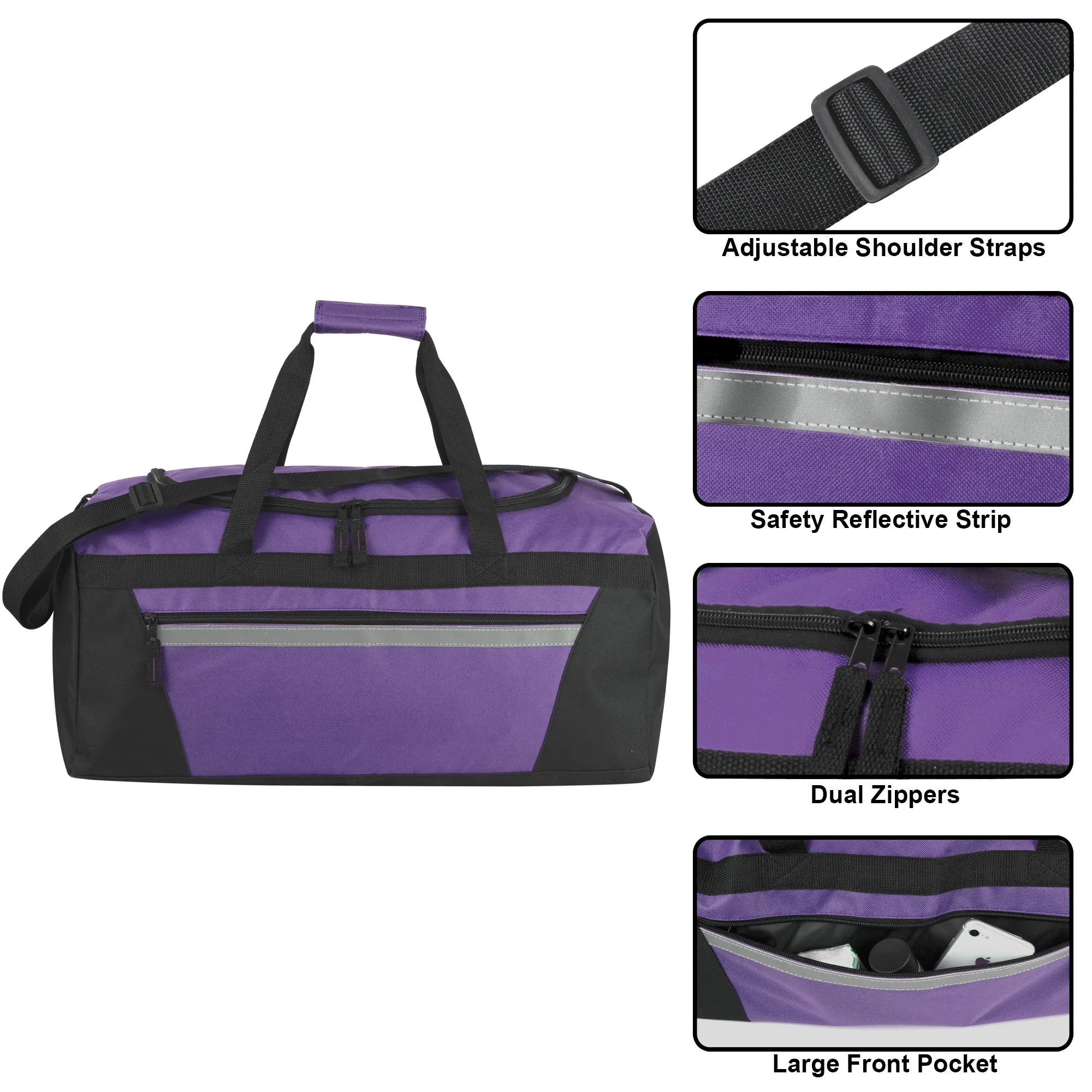 56cm Duffel Bag Large 43L Capacity - Purple