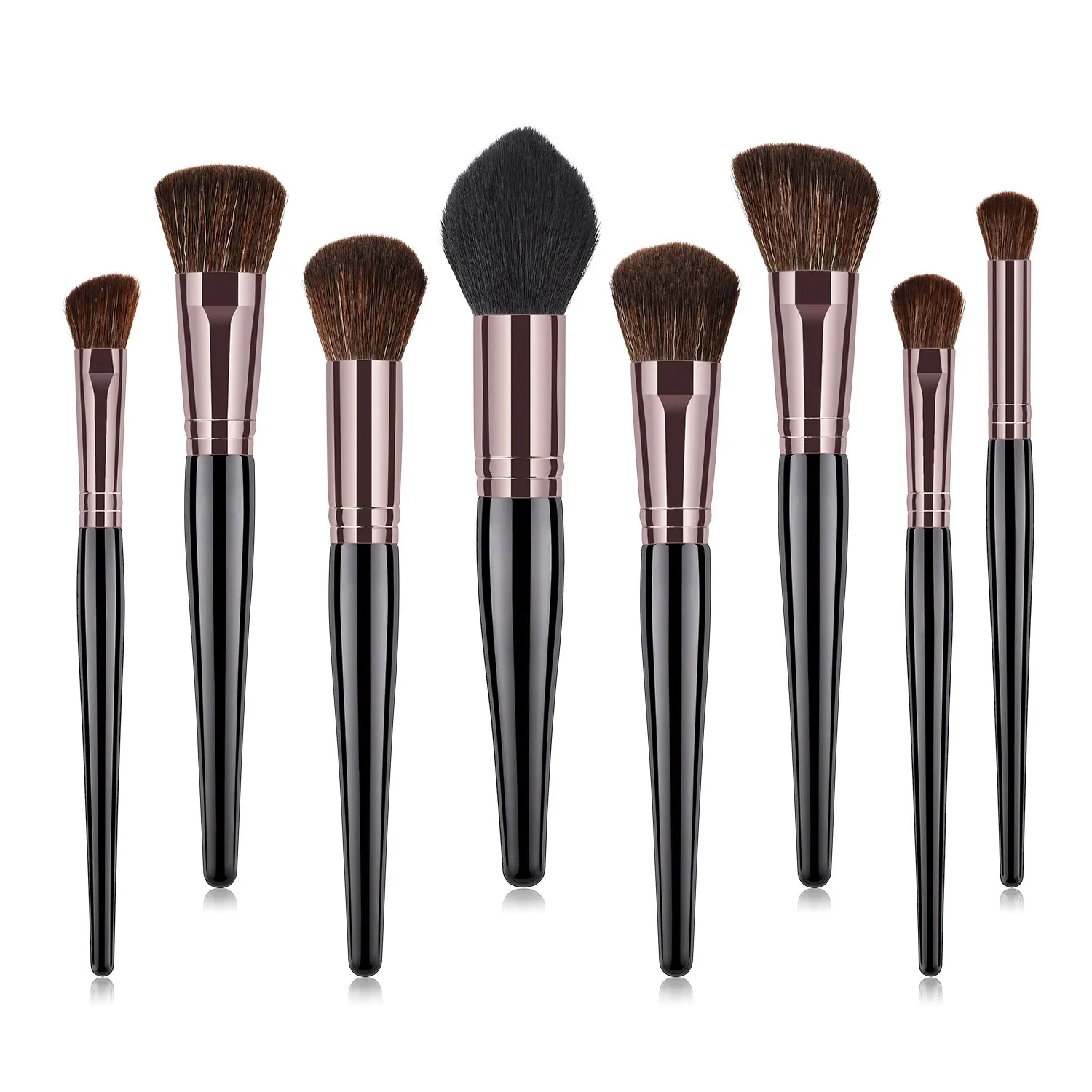 8 Piece Black   Rose Pro Sleek Brush Set - MQO 12 pcs