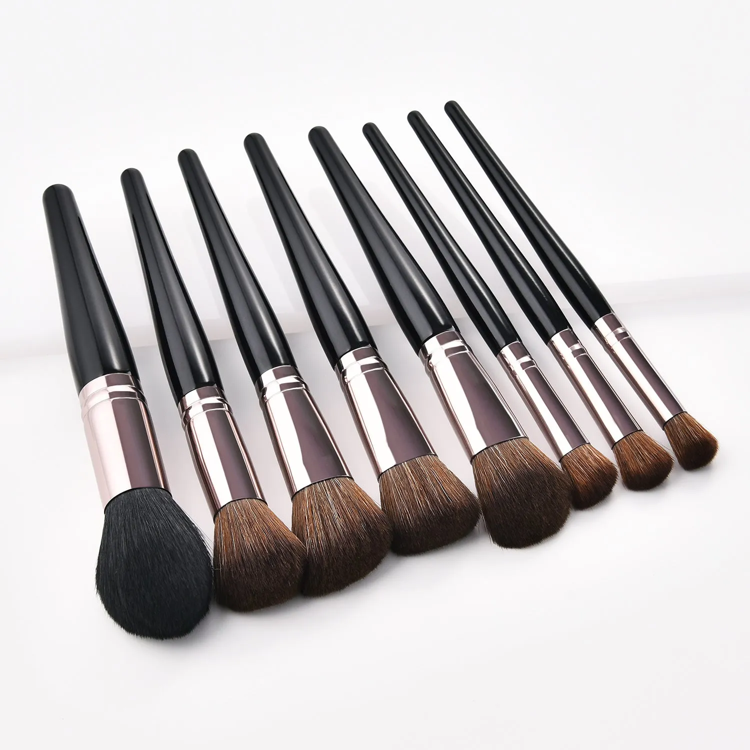 8 Piece Black   Rose Pro Sleek Brush Set - MQO 12 pcs