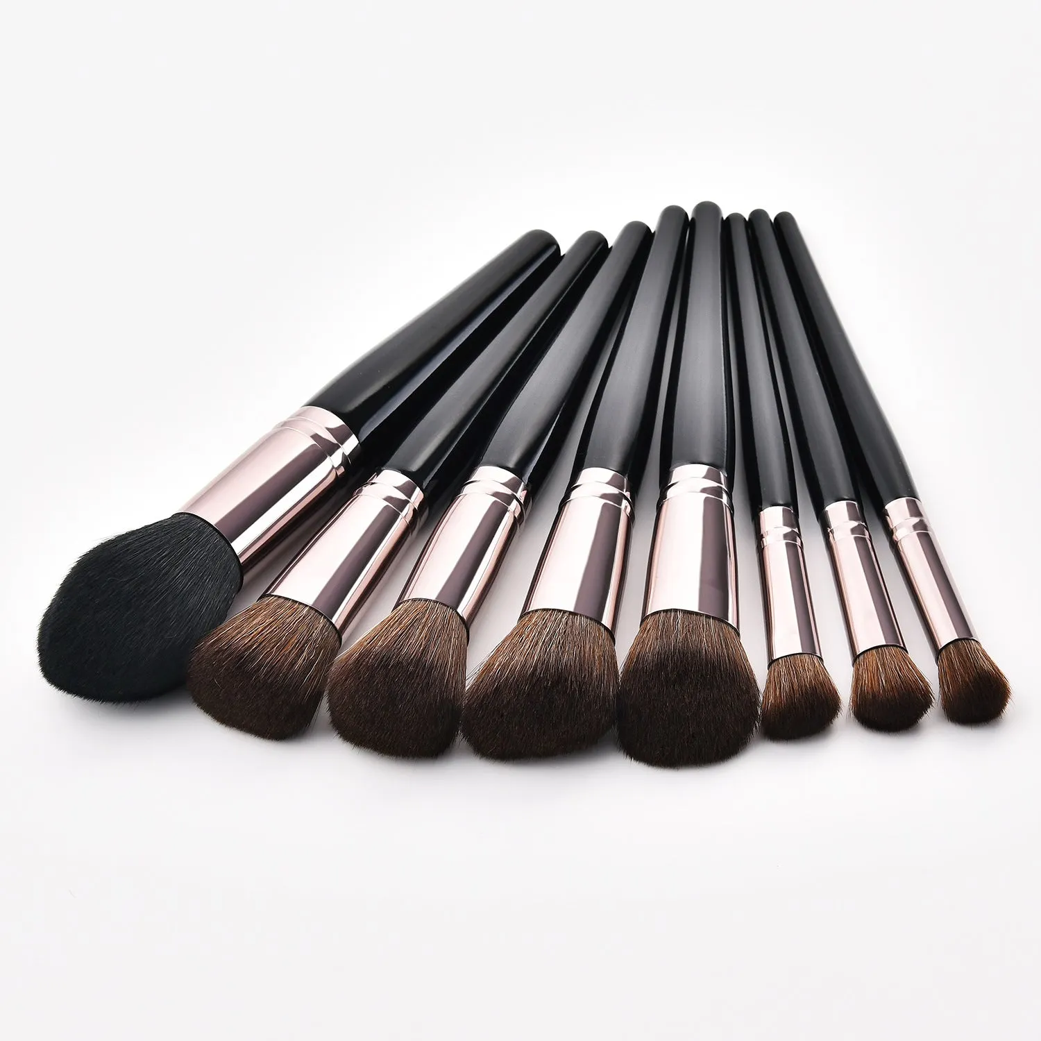 8 Piece Black   Rose Pro Sleek Brush Set - MQO 12 pcs