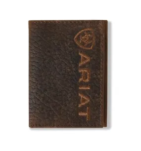 Ariat Western Mens Wallet Trifold Leather Logo Embroidered Brown A3554402