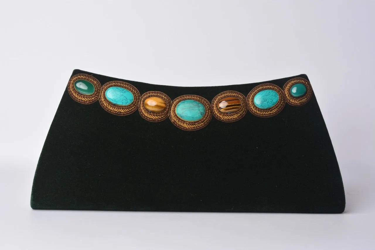 Aswan Bag in Suka Green Silk Velvet