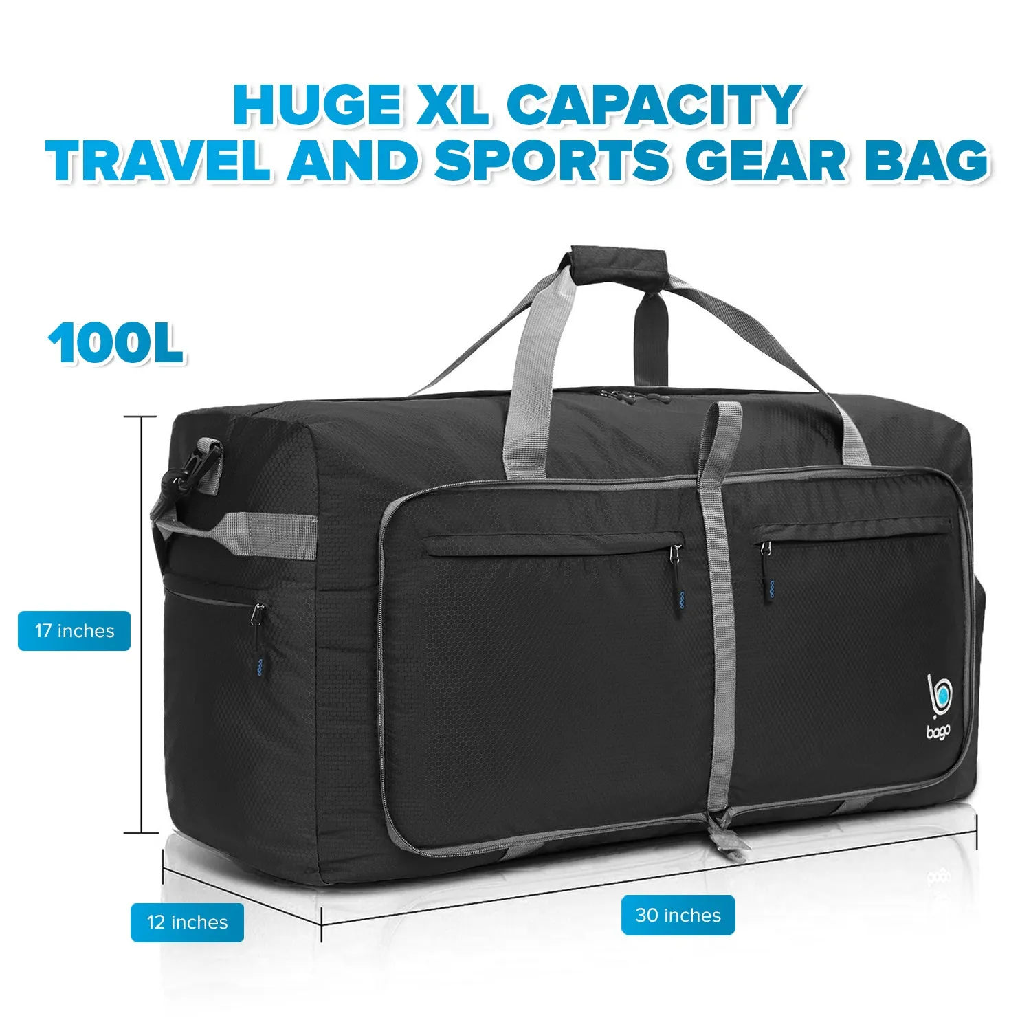 Bago 100L Travel Duffel Bags for Men & Women - 29" X Large Duffle Bag Luggage