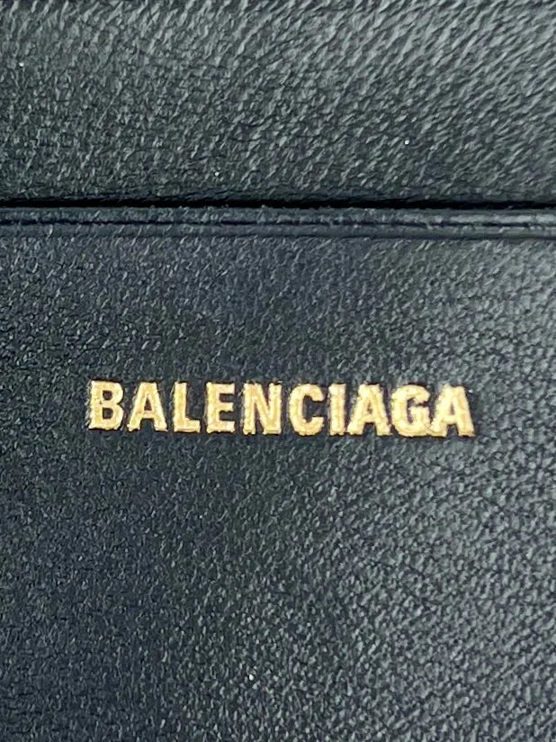 Balenciaga B Trifold Smooth Leather Wallet, Black