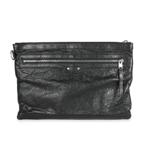 Balenciaga Black Lambskin Large Clip Clutch