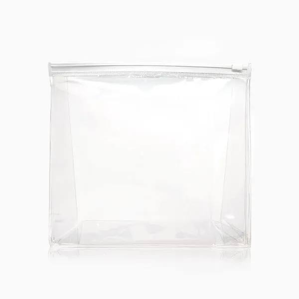 Barneys Transparent Cosmetic Bag - Clear/White Slide Lock - Large -10 Pieces