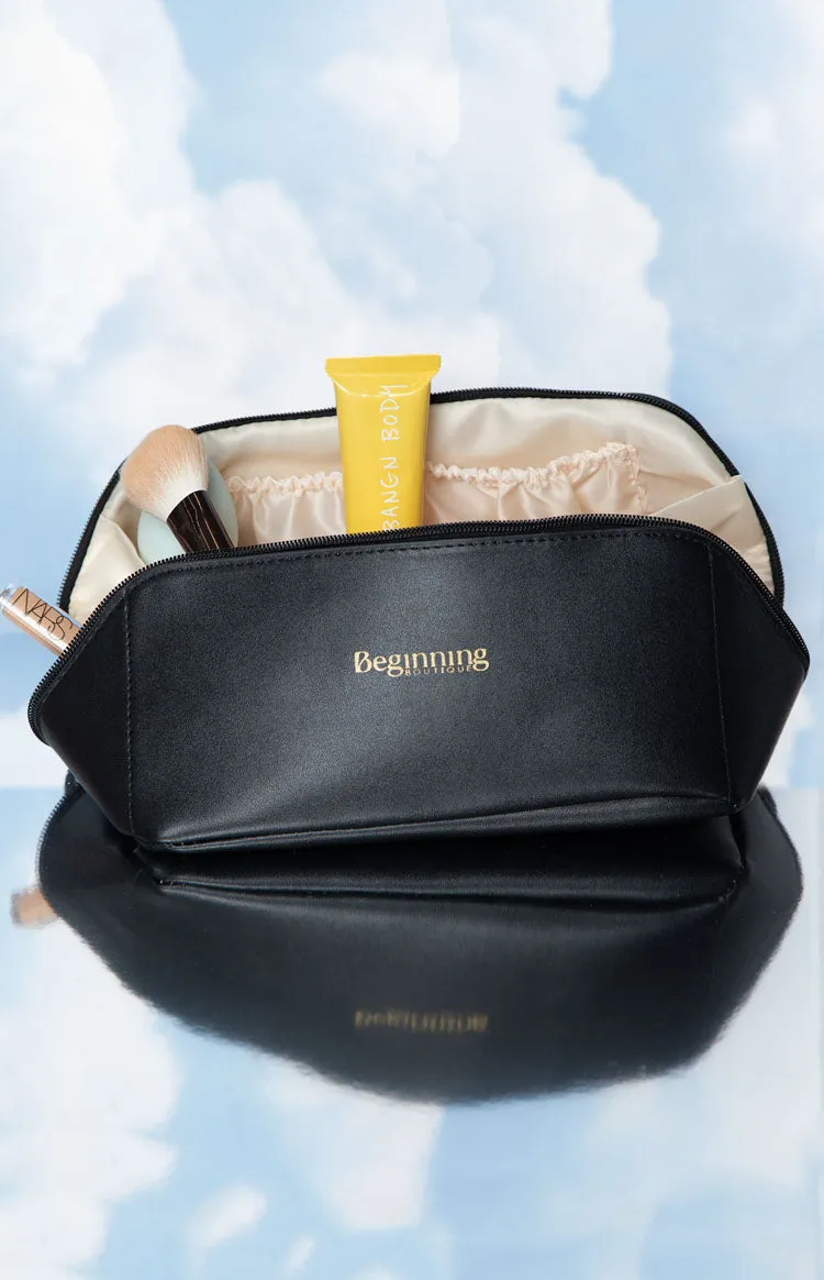 Beginning Boutique Black Zipper Cosmetic Bag