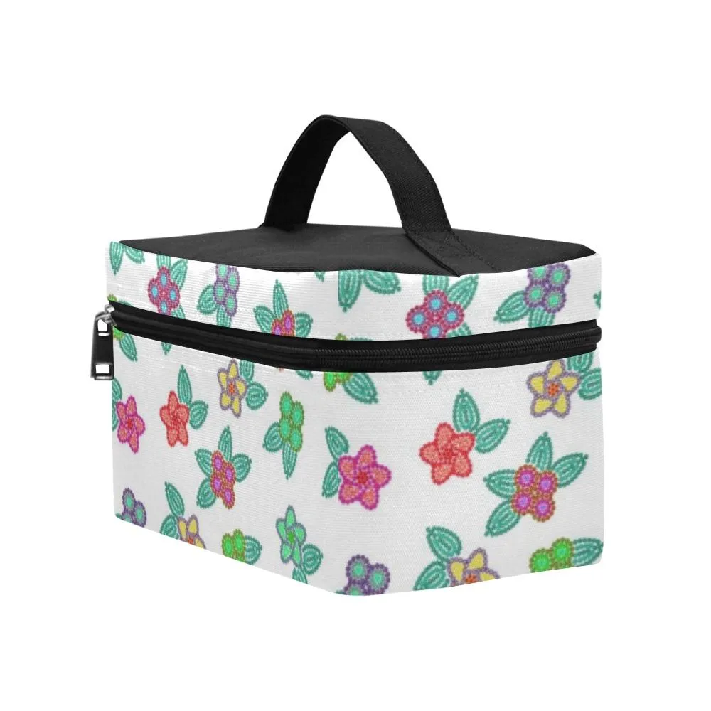 Berry Flowers White Cosmetic Bag/Large