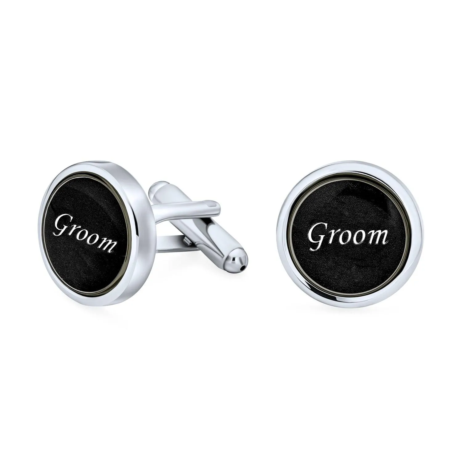 Best Men Round Black Shirt Cufflinks Groomsmen Wedding Gift Brass