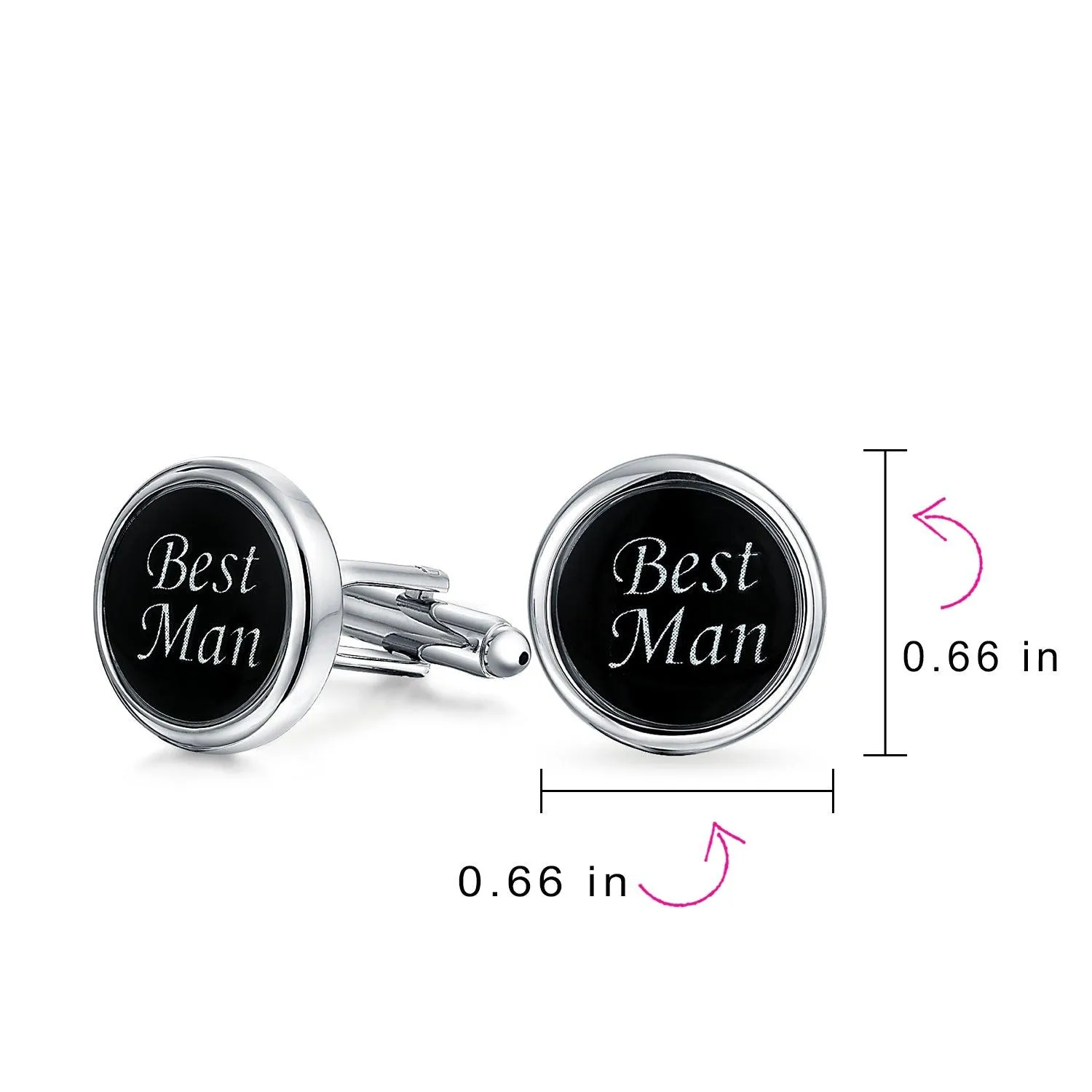 Best Men Round Black Shirt Cufflinks Groomsmen Wedding Gift Brass