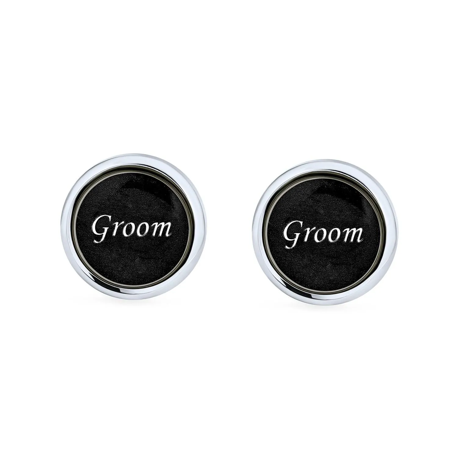 Best Men Round Black Shirt Cufflinks Groomsmen Wedding Gift Brass