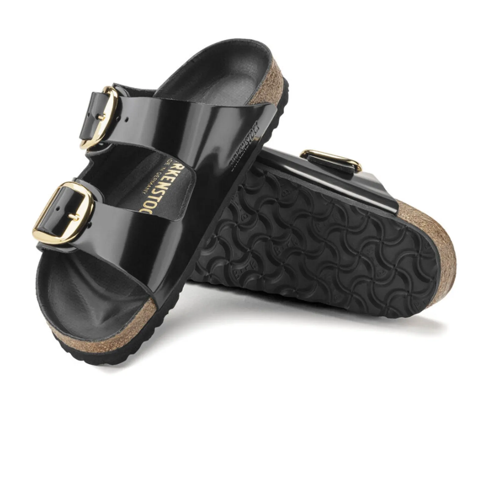 Birkenstock Arizona Big Buckle Narrow Slide Sandal (Women) - High Shine Black Leather