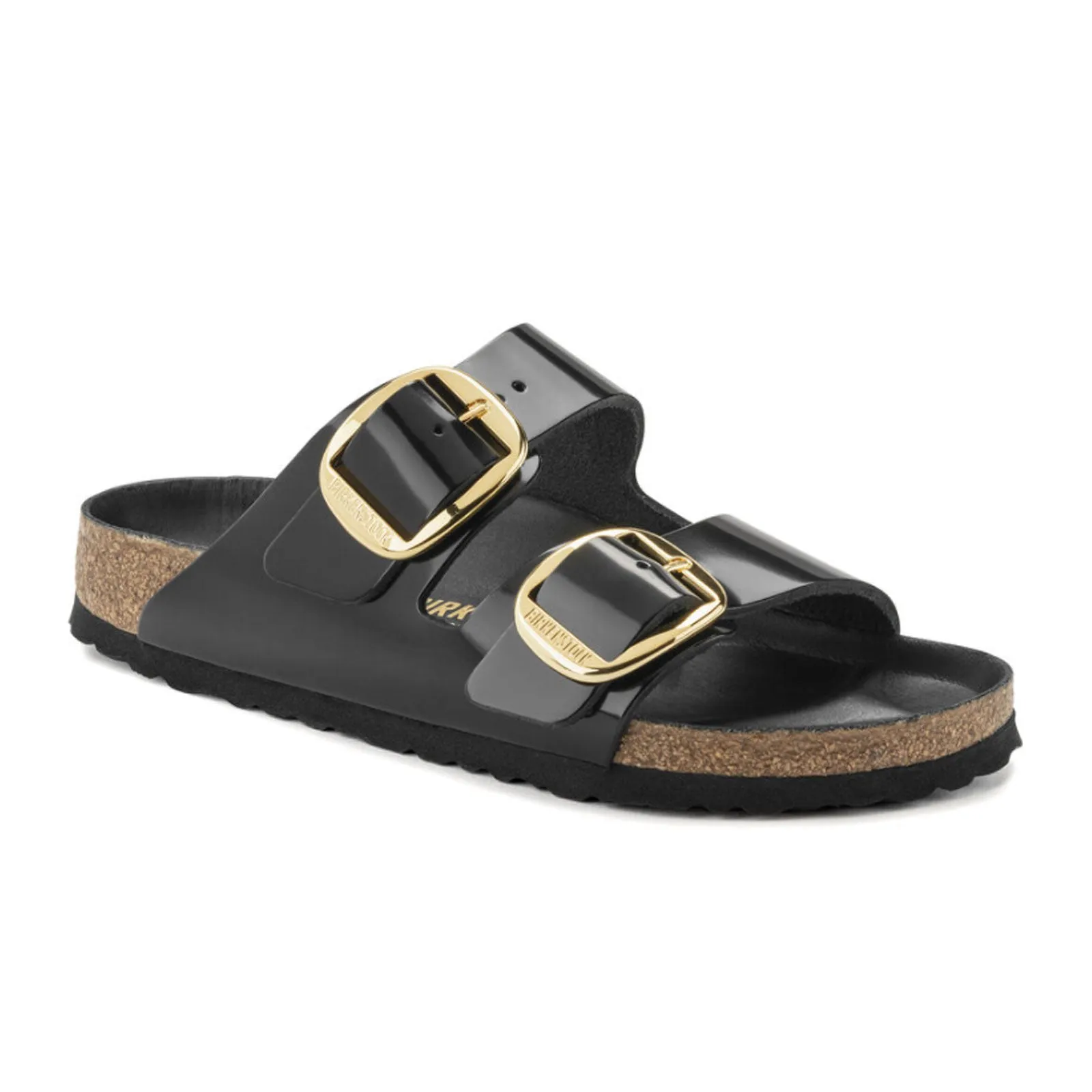 Birkenstock Arizona Big Buckle Narrow Slide Sandal (Women) - High Shine Black Leather