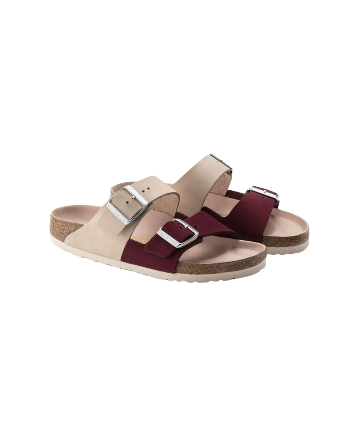 Birkenstock Arizona Split Nubuck Leather Maroon/Light Rose Sandals