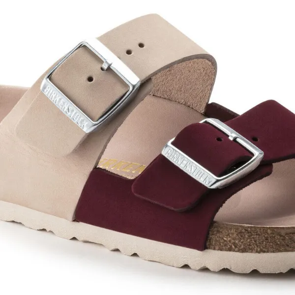 Birkenstock Arizona Split Nubuck Leather Maroon/Light Rose Sandals