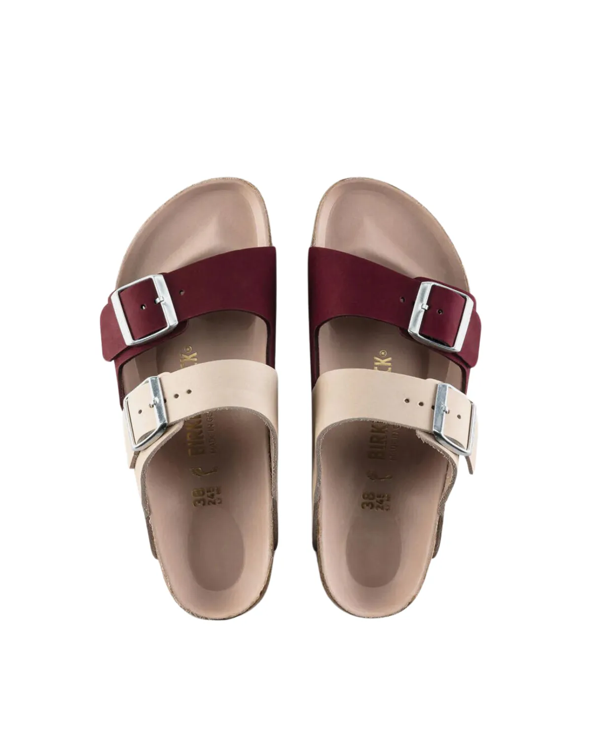 Birkenstock Arizona Split Nubuck Leather Maroon/Light Rose Sandals