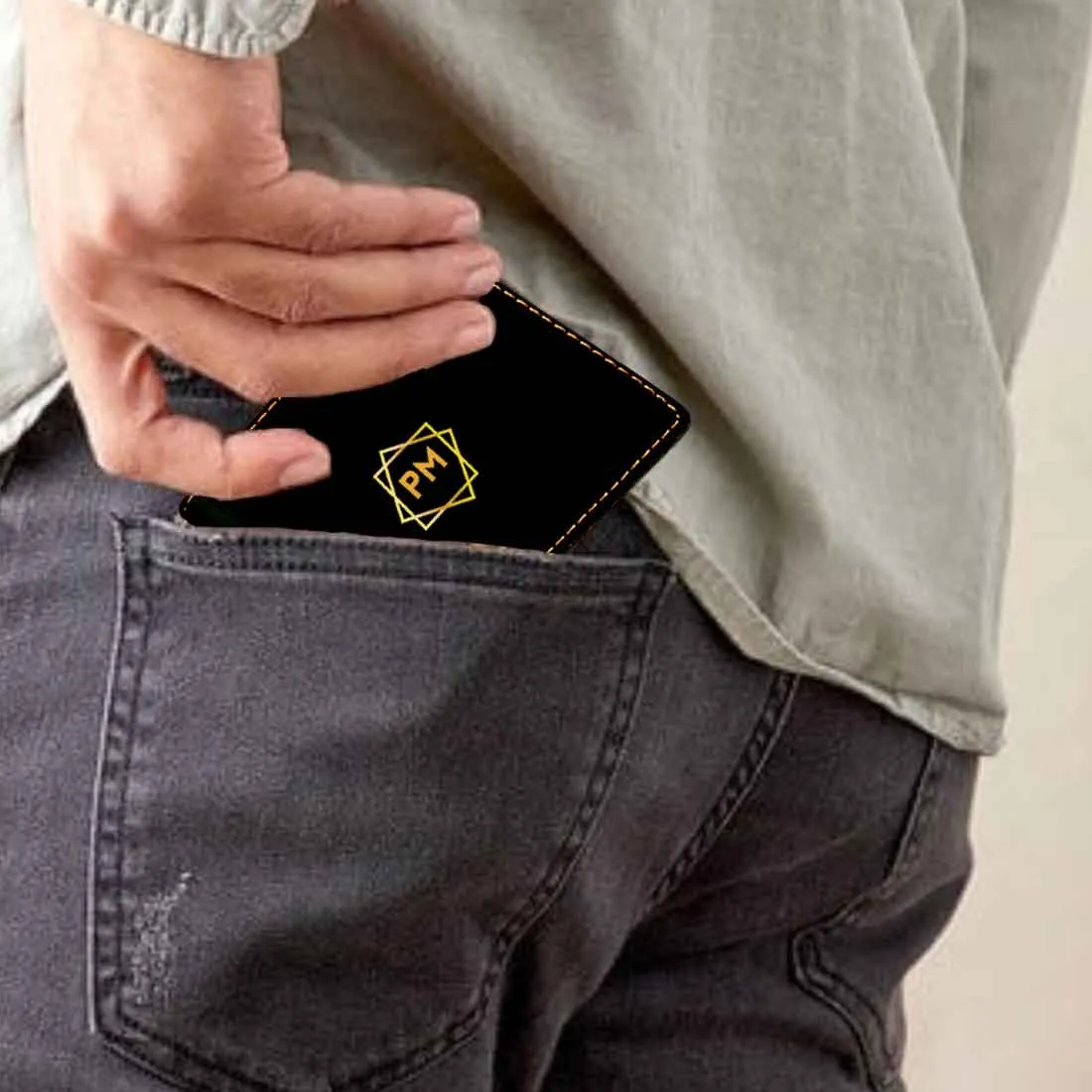 Black Customised Wallets for Him Personalized Gift  - Initials