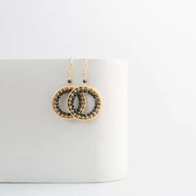 Black Spinel Mini Halo Earrings