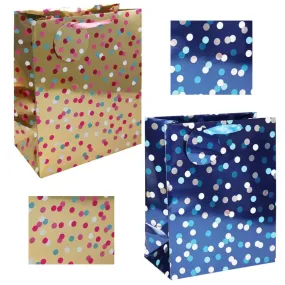 Blue & Pink Spots Gift Bags - Available in Medium, Large & XLarge