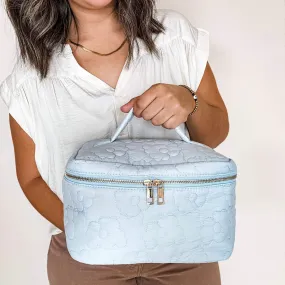 Blue Floral Puff Cosmetic Bags