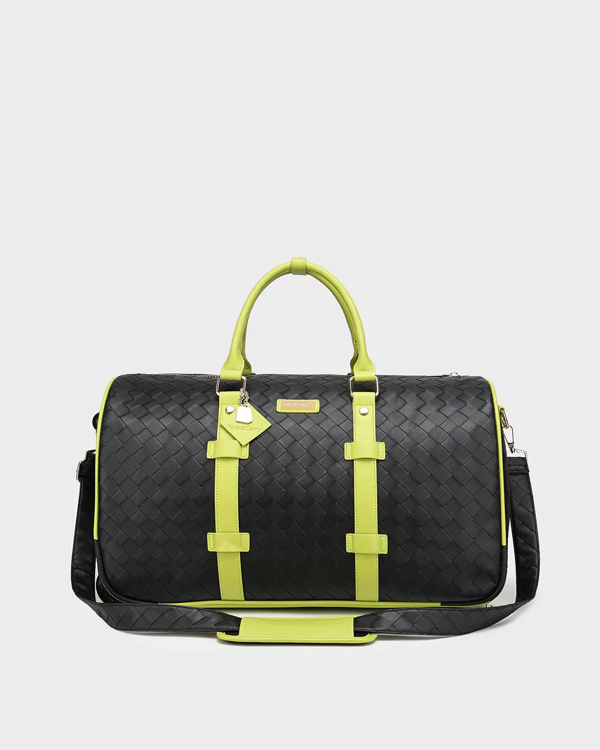 Bodega Rolling Duffle Bag in Black & Neon Green