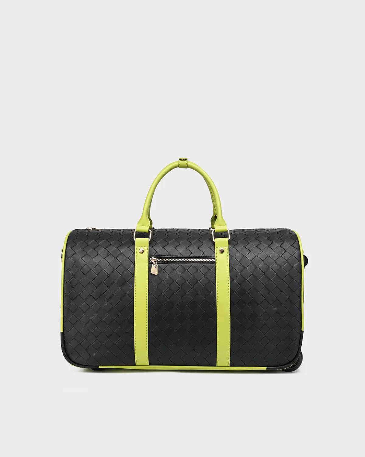 Bodega Rolling Duffle Bag in Black & Neon Green