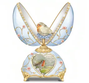 Bradford Exchange Messenger From Heaven Egg A Touch of Love & Hope Handcrafted Heirloom Porcelain with 22-Carat Gold Accents & Over 100 Hand Set Faux Crystals Musical Egg by Adrian Rigby 6.5-inches