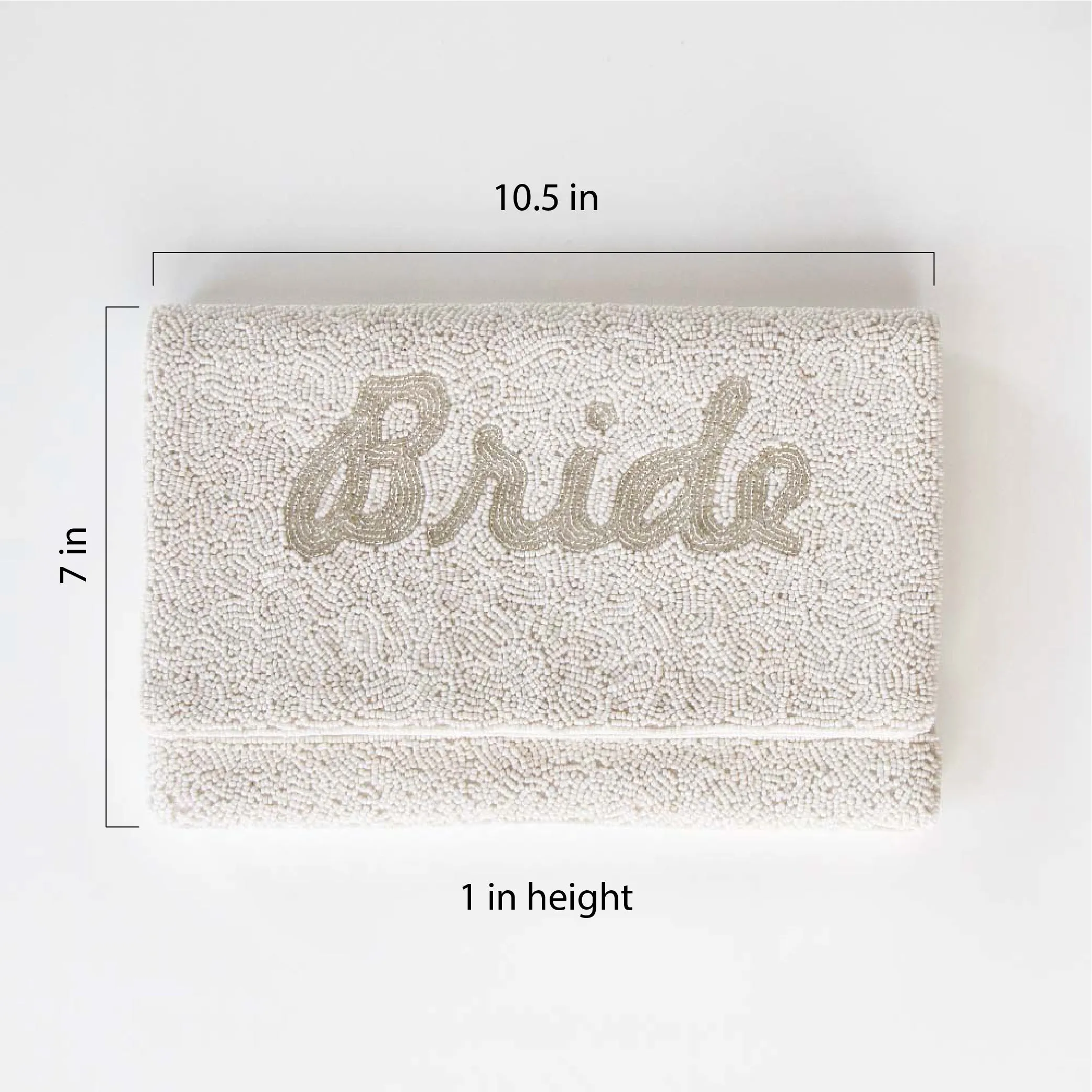 Bride Clutch Bag White (Silver Text)