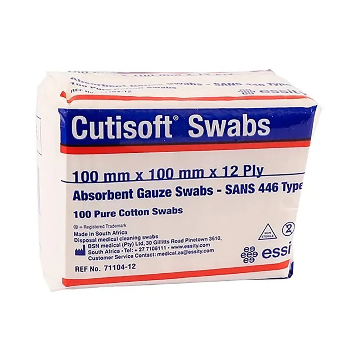 BSN Medical Cutisoft Swabs Gauze 100 x 100 12 Ply N S 100 Pack