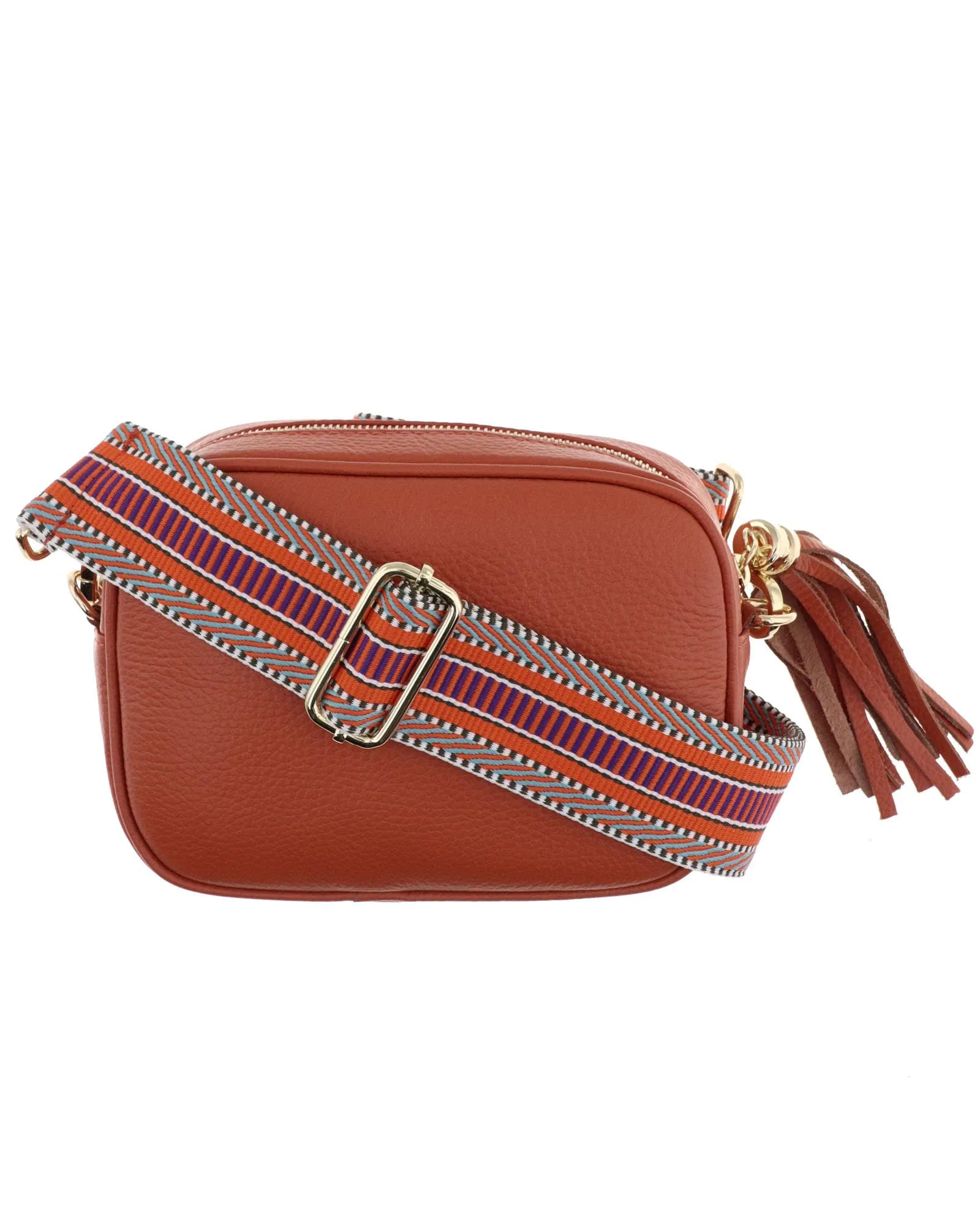 Cadenza Tassel Crossbody Leather Camera Bag: Ultraviolet