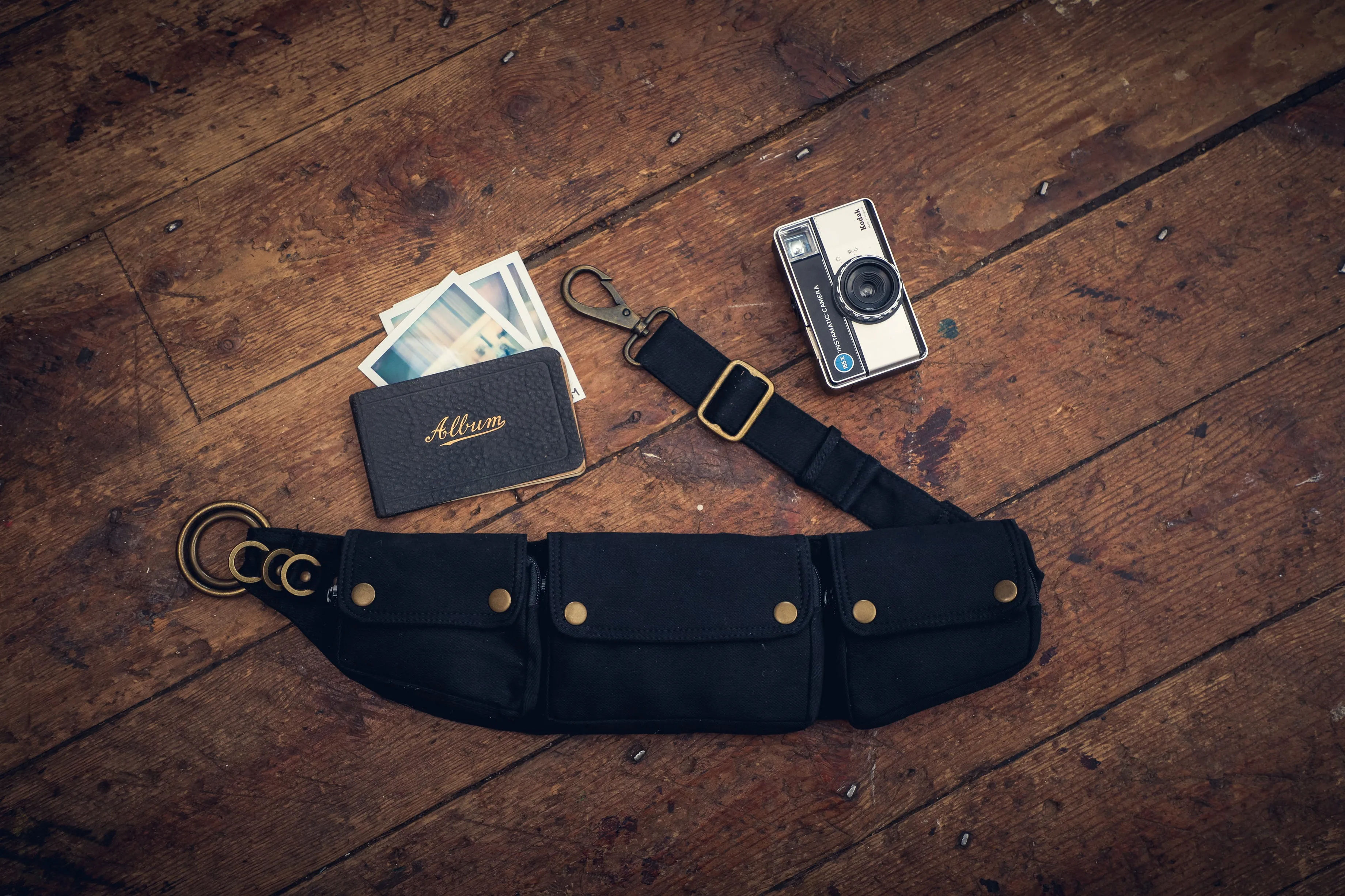 Canvas Three Pocket Belt - Black