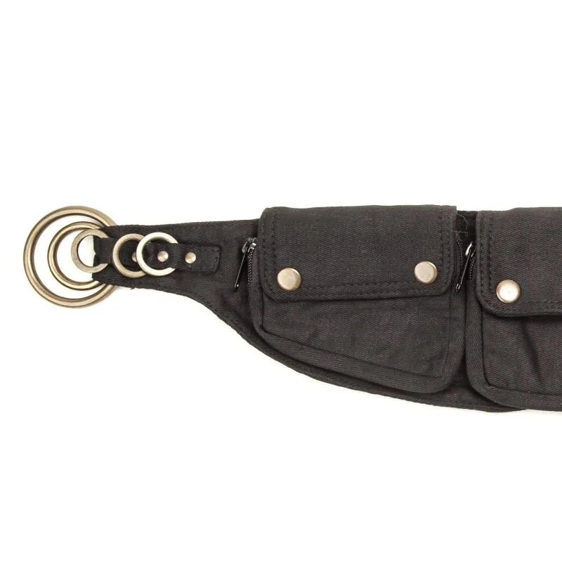 Canvas Three Pocket Belt - Black