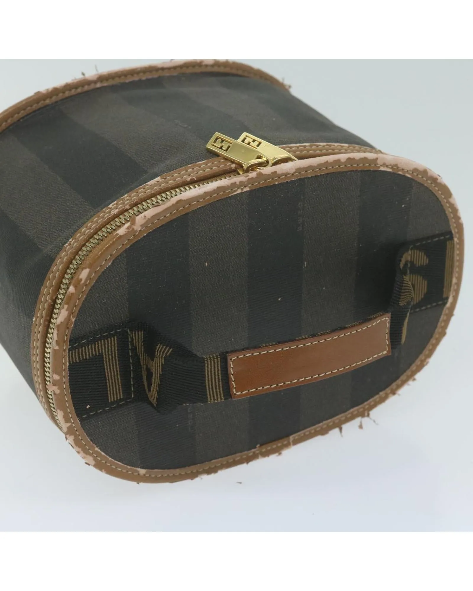 Canvas Vanity Cosmetic Pouch - Black/Brown