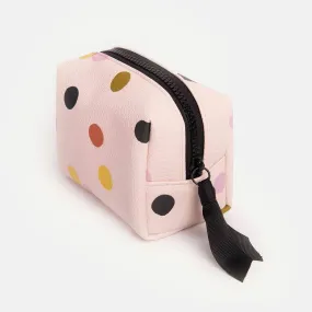 Caroline Gardner - Pale Pink Dotty Mini Cube Cosmetic Bag