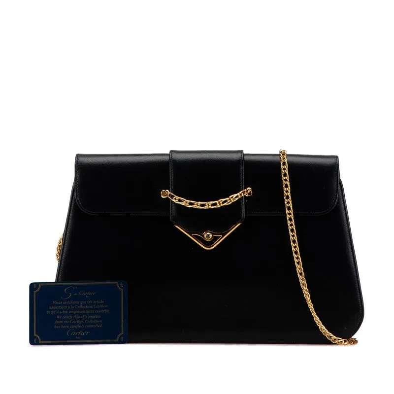 Cartier Leather Sapphire Chain Shoulder Bag