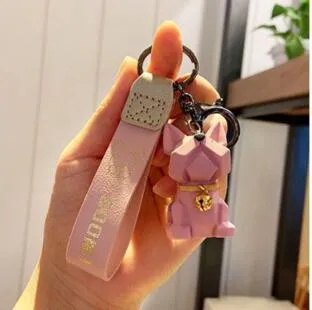 Cartoon Method Fighting Dog Keychains Cute Doll Key Chain Creative Custom Couple Ins Bag Pendant Car Leather Key Ring