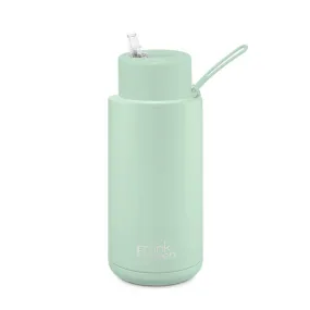 Ceramic Reusable Bottle   Straw Lid (1L) - Mint Gelato