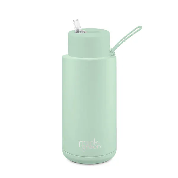 Ceramic Reusable Bottle   Straw Lid (1L) - Mint Gelato