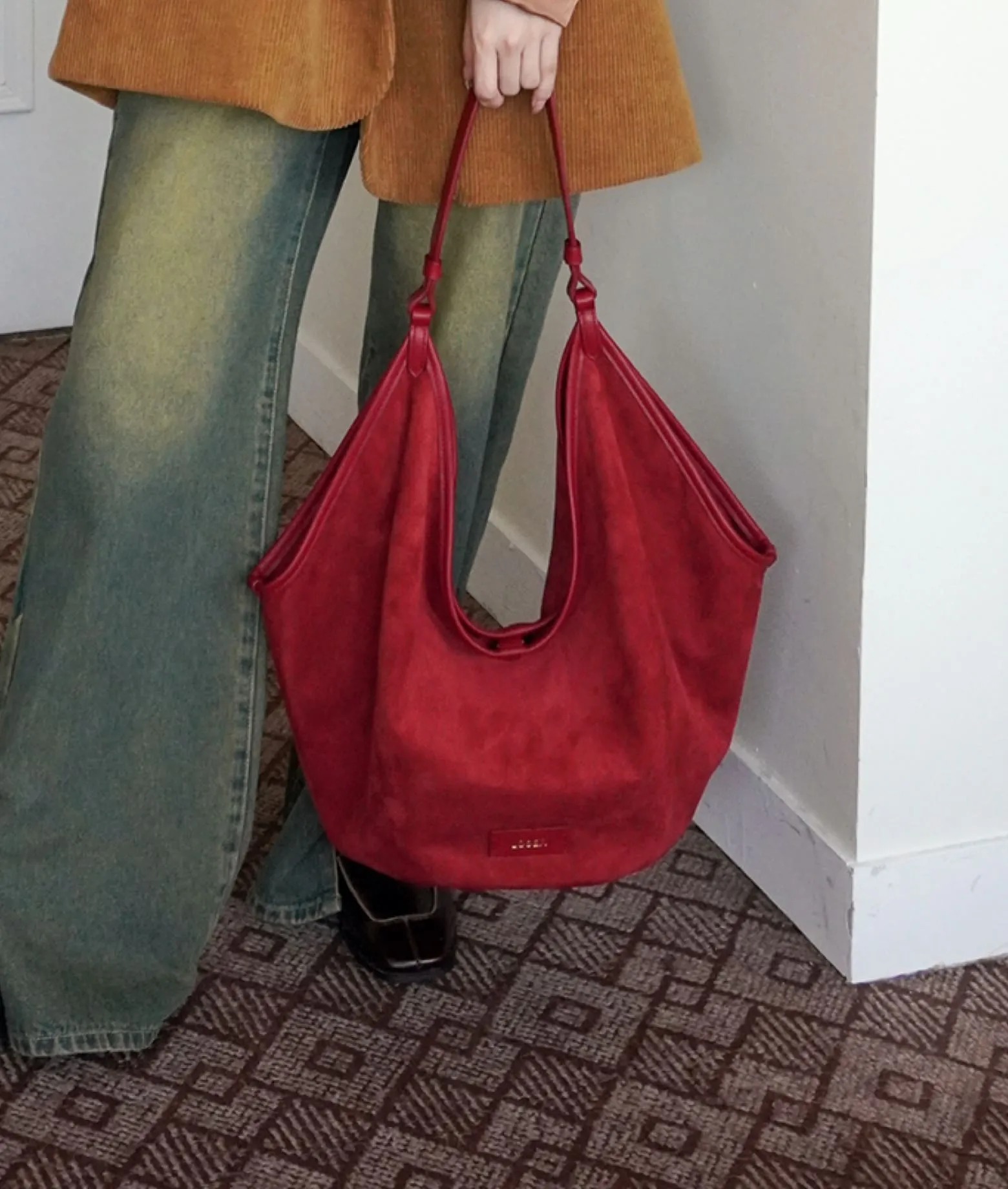 CHERRY suede tote bag