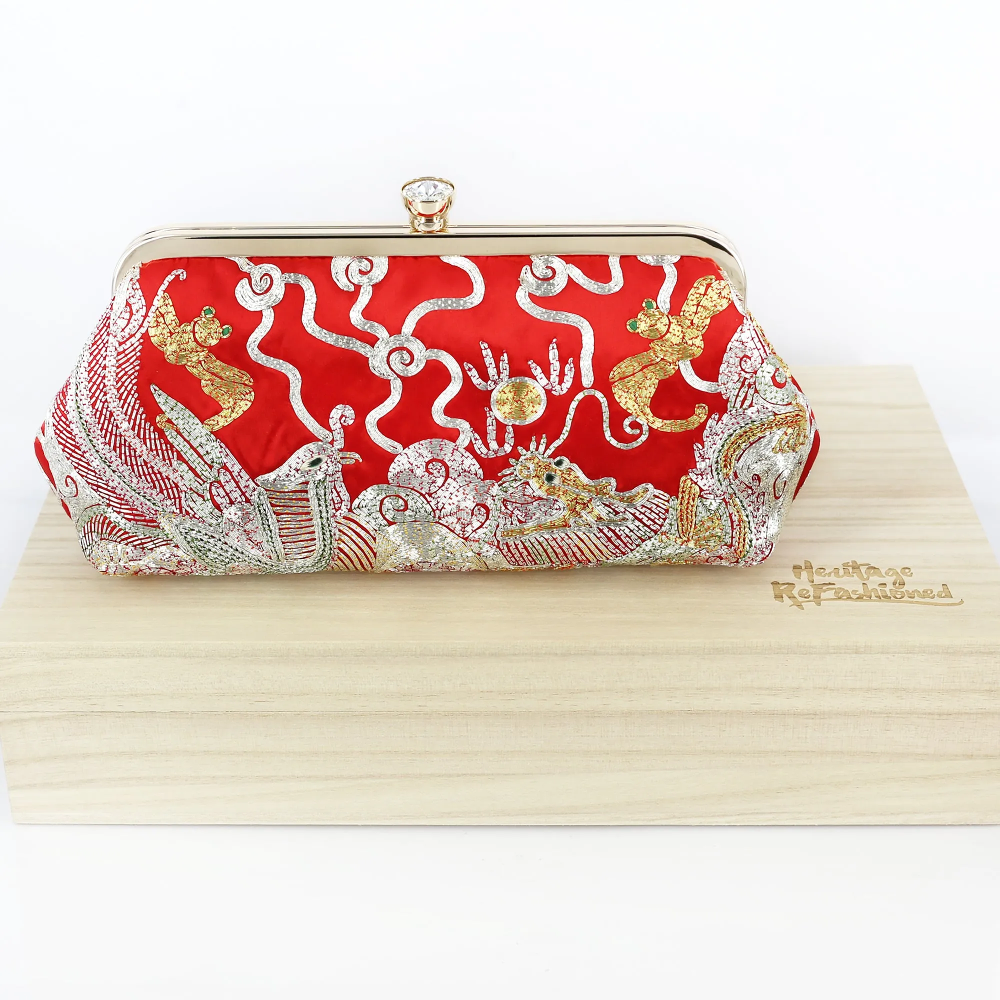 Chinese Kwan Kwa Clutch - Dragon & Phoenix 【裙褂手袋-龍鳳】