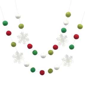 Christmas Snowflake Garland- Green, Red, White