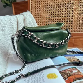 Chunky Chain Cross Body Bag Leather Chain Crossbody Bag Womens