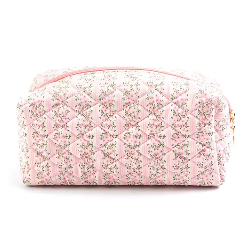 Classic Travel Makeup Pouch | Pink Floral