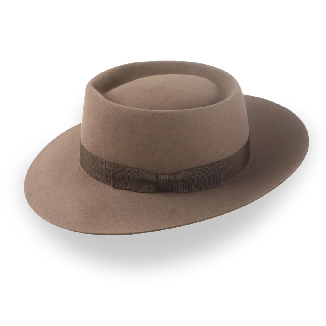 Classic Wide-Brim Porkpie Hat in Premium Beaver Felt | The Oppenheimer