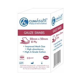 Clinihealth Gauze 50mm x 50mm 8 Ply N S 100 Pack