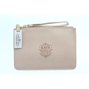 Clutch Bag With Handle & Embossed Text "Kate"