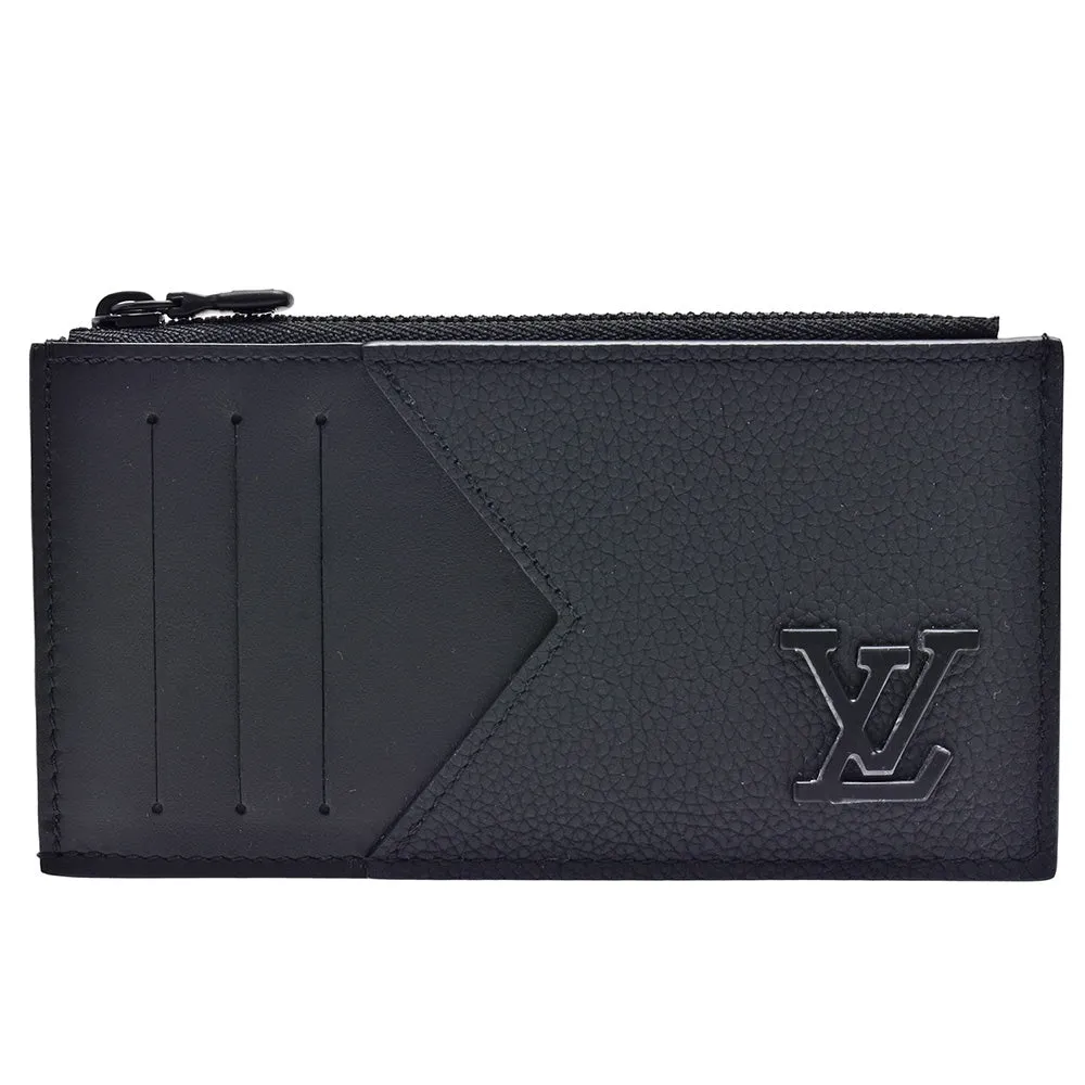 COIN CARD HOLDER 8 BLACK AEROGRAM CALFSKIN